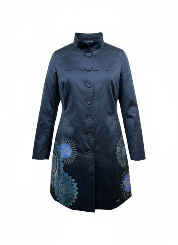 DESIGUAL ΠΑΛΤΟ VINTAGE MANDALA PRINT ΜΠΛΕ ΣΚΟΥΡΟ ΓΥΝΑΙΚΕΙΟ L