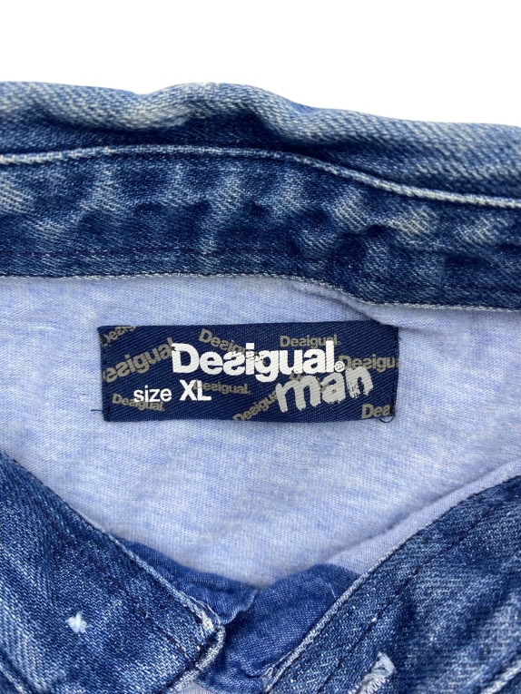 DESIGUAL POLO SHIRT DENIM COLLAR LOGO BLUE ΑΝΔΡΙΚΟ XL