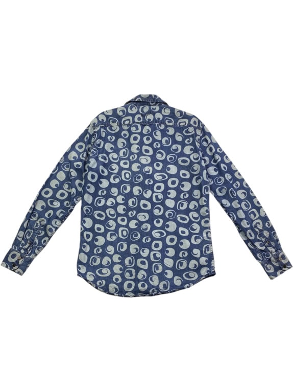 DESIGUAL Πουκάμισο Denim Retro Μοτίβο Κύκλοι Μπλε Size M