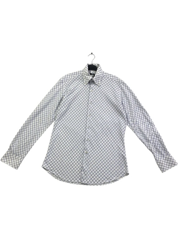 DI ROCCOBAROCCO CHECKERED CASUAL SHIRT WITH LOGO WHITE/BLUE MEN'S L