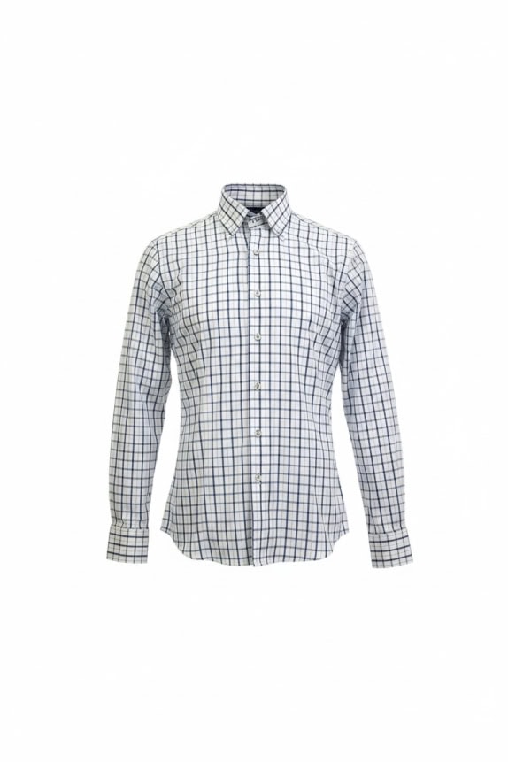 DI ROCCOBAROCCO CHECKERED CASUAL SHIRT WITH LOGO WHITE/BLUE MEN'S L