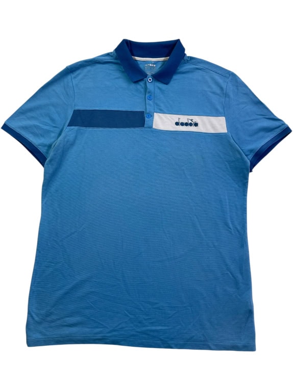DIADORA Polo casual colorblock con logo blu da uomo XXL