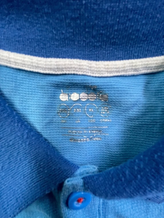 DIADORA Polo casual colorblock con logo blu da uomo XXL