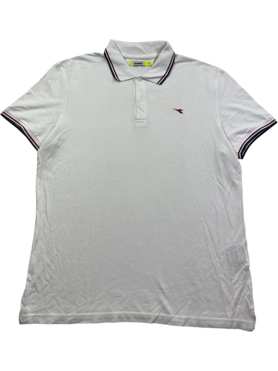 DIADORA Polo T-Shirt Bianco Logo UNISEX XL
