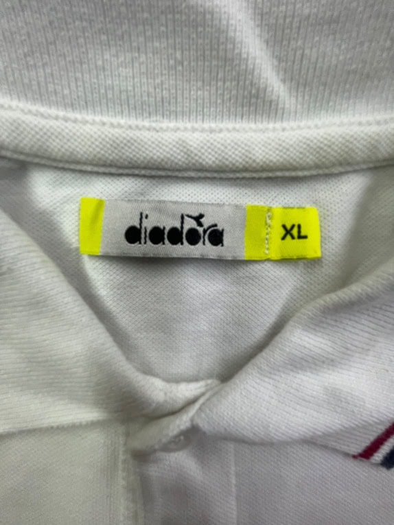 DIADORA Polo T-Shirt Bianco Logo UNISEX XL