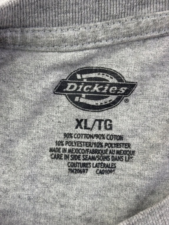 DICKIES LONG SLEEVE T SHIRT MINIMAL GREY MEN PRE OWNED XL