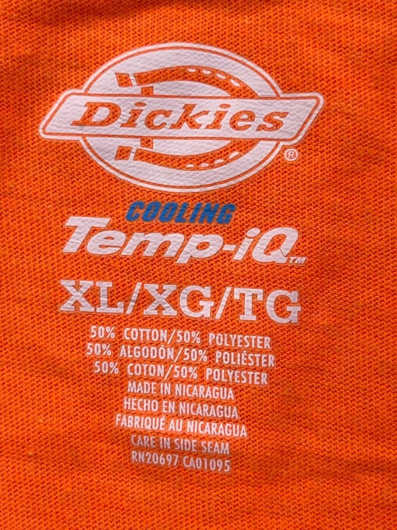DICKIES LONG SLEEVE T SHIRT WORKWEAR ORANGE MENS PRE OWNED XL