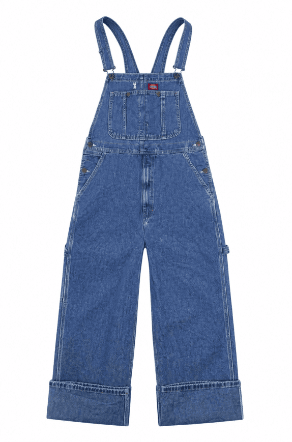 DICKIES DENIM OVERALLS RETRO BLUE WOMEN PRE OWNED L