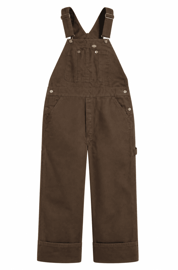 DICKIES SALOPETTE CARGO WORKWEAR BROWN MENS PRE OWNED L
