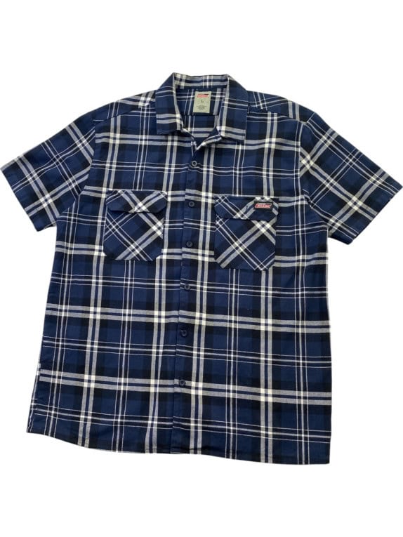 DICKIES CAMICIA SCOZZESE SHORT SLEEVE NAVY UOMO PRE OWNED L