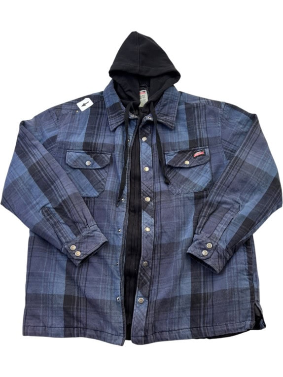 DICKIES ΠΟΥΚΑΜΙΣΟ ΜΕ ΚΟΥΚΟΥΛΑ PLAID ΜΠΛΕ ΑΝΤΡΙΚΟ PRE OWNED