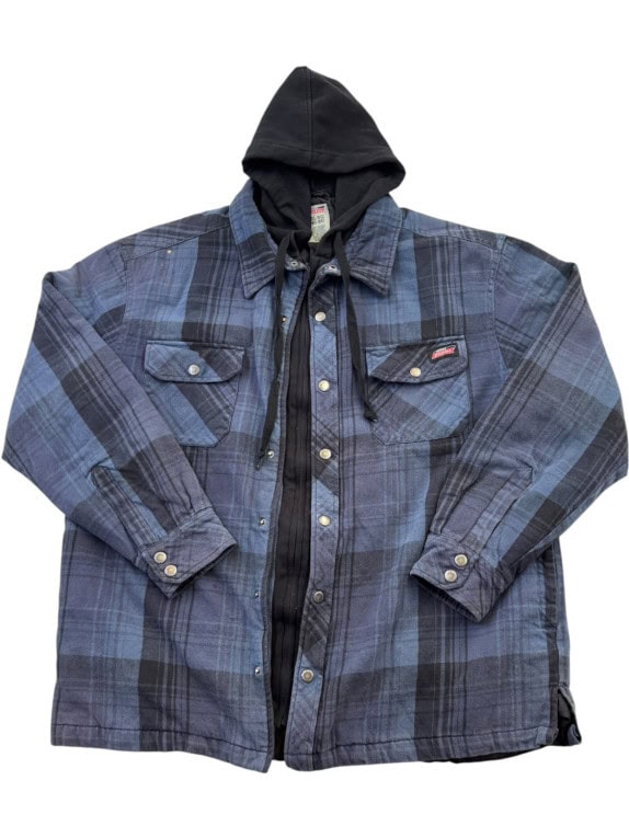 DICKIES ΠΟΥΚΑΜΙΣΟ ΜΕ ΚΟΥΚΟΥΛΑ PLAID ΜΠΛΕ ΑΝΤΡΙΚΟ PRE OWNED