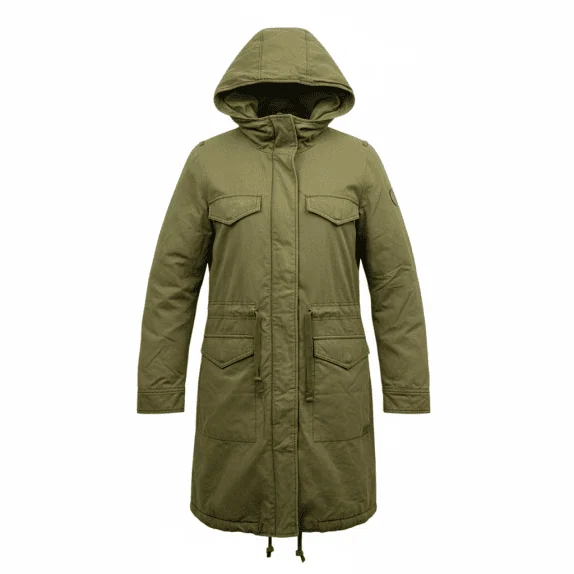 Diesel Μακρύ Μπουφάν Parka Casual Λογότυπο Χακί Γυναικείο M/L