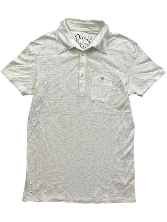 DIESEL ΜΠΛΟΥΖΑ ΠΟΛΟ VINTAGE STYLE SLUB COTTON ΛΕΥΚΟ ΑΝΔΡΙΚΟ SMALL