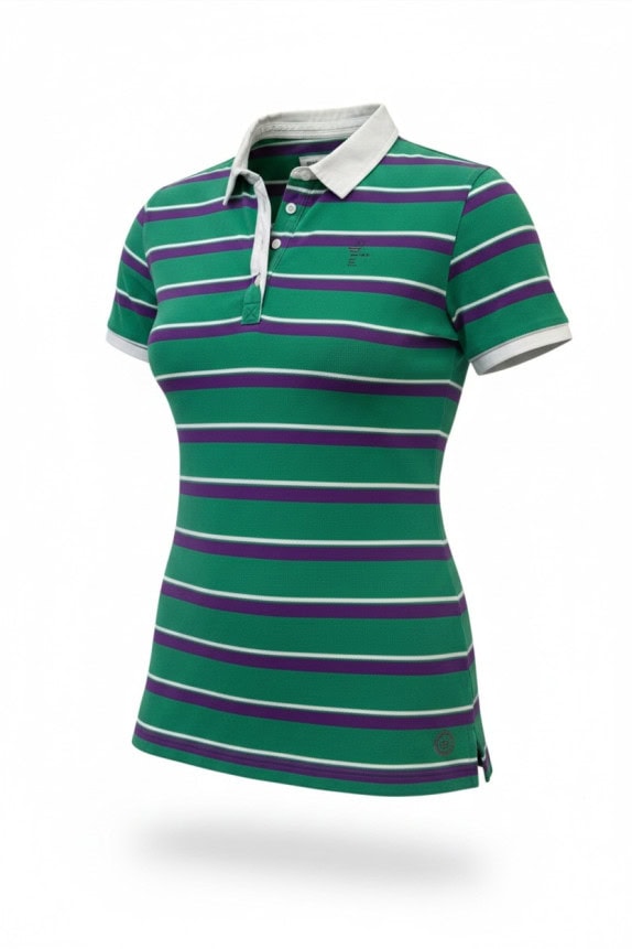 DIESEL POLO SHIRT STRIPED GREEN PURPLE ΓΥΝΑΙΚΕΙΟ PRE OWNED L