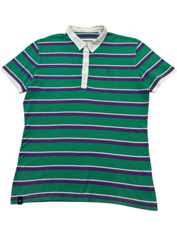 DIESEL POLO SHIRT STRIPED GREEN PURPLE ΓΥΝΑΙΚΕΙΟ PRE OWNED L