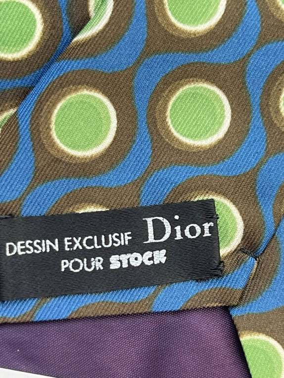 DIOR TIE RETRO BROWN BLUE MENS PRE OWNED