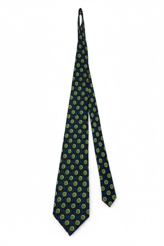 DIOR TIE RETRO BROWN BLUE MENS PRE OWNED
