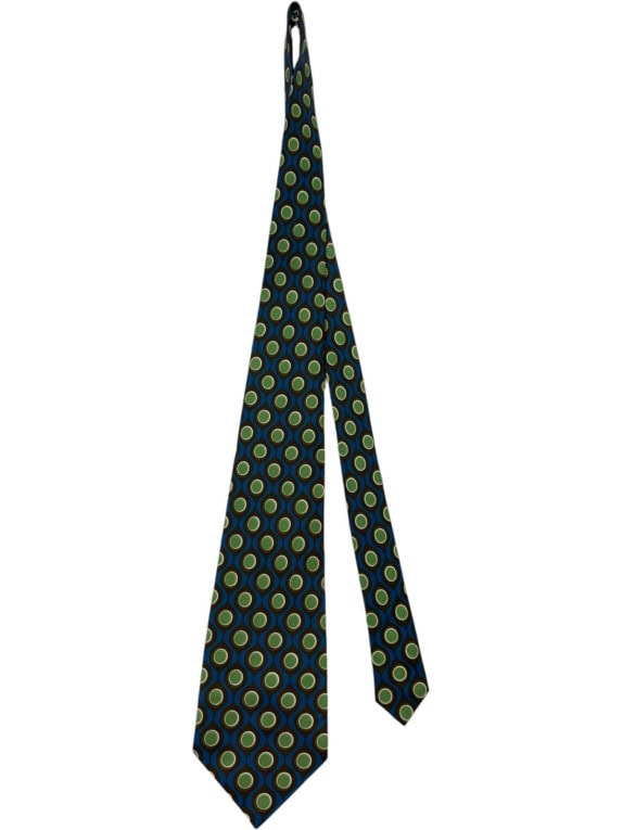 DIOR TIE RETRO BROWN BLUE MENS PRE OWNED