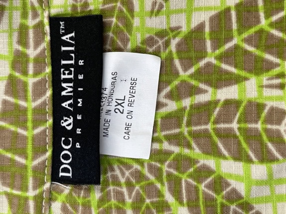 DOC & AMELIA HAWAIIAN SHIRT LEAF PRINT OLIVE GREEN MEN PRE OWNED 2XL