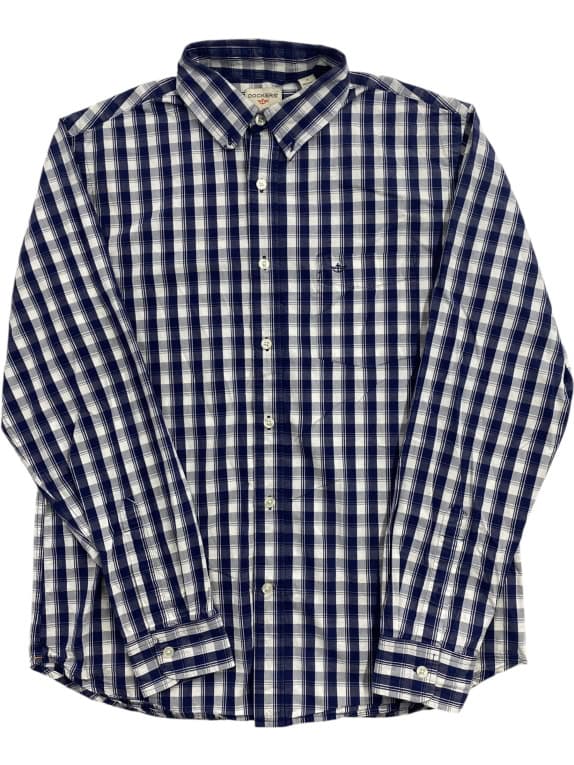 DOCKERS ΠΟΥΚΑΜΙΣΟ ΚΑΡΩ LOGO ΜΠΛΕ-ΛΕΥΚΟ ΑΝΔΡΙΚΟ M