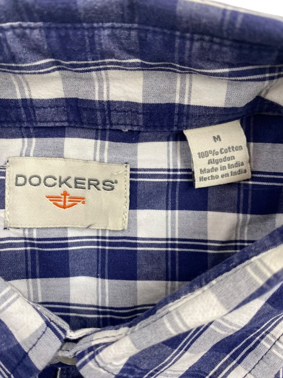 DOCKERS ΠΟΥΚΑΜΙΣΟ ΚΑΡΩ LOGO ΜΠΛΕ-ΛΕΥΚΟ ΑΝΔΡΙΚΟ M