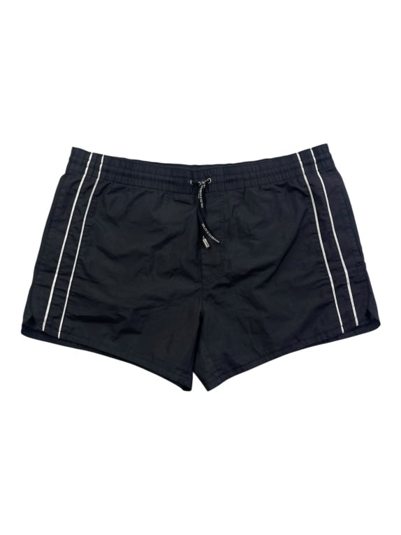 DOLCE & GABBANA costume da bagno short con logo a righe laterali nero da uomo XL