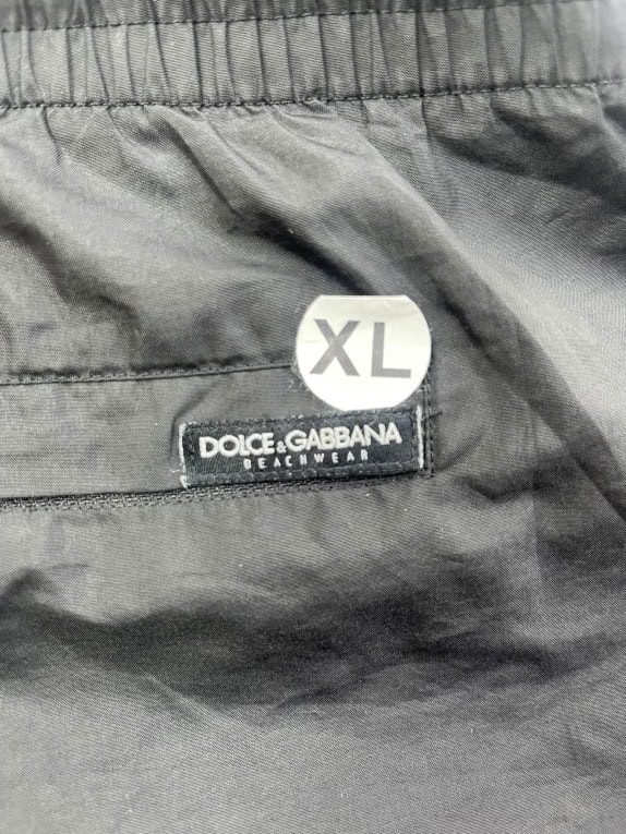 DOLCE & GABBANA costume da bagno short con logo a righe laterali nero da uomo XL