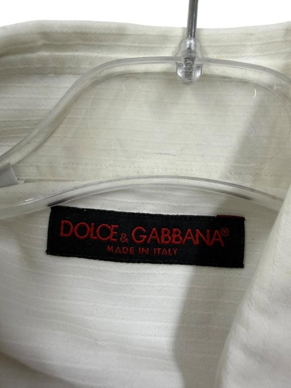 DOLCE & GABBANA ΠΟΥΚΑΜΙΣΟ VINTAGE ΡΙΓΕ ΛΕΥΚΟ ΑΝΔΡΙΚΟ L