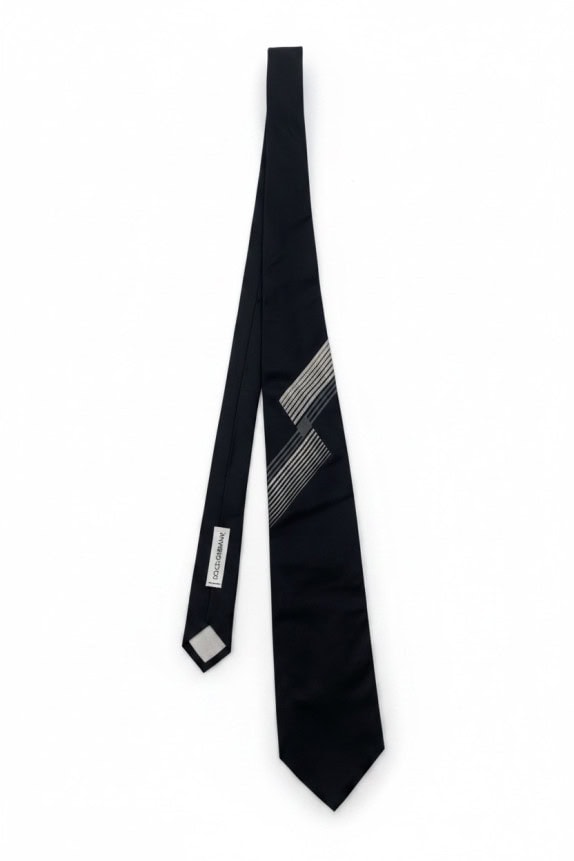 DOLCE GABBANA NECKTIE MINIMAL BLACK MEN PRE OWNED