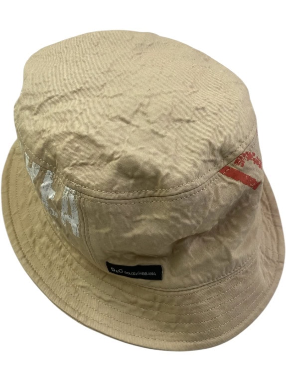 DOLCE GABBANA ΚΑΠΕΛΟ BUCKET GRAPHIC BEIGE UNISEX PRE OWNED L