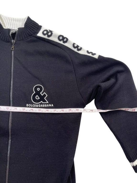 DOLCE GABBANA KNIT ZIP CARDIGAN SPORTSWEAR NAVY MENS PRE OWNED M