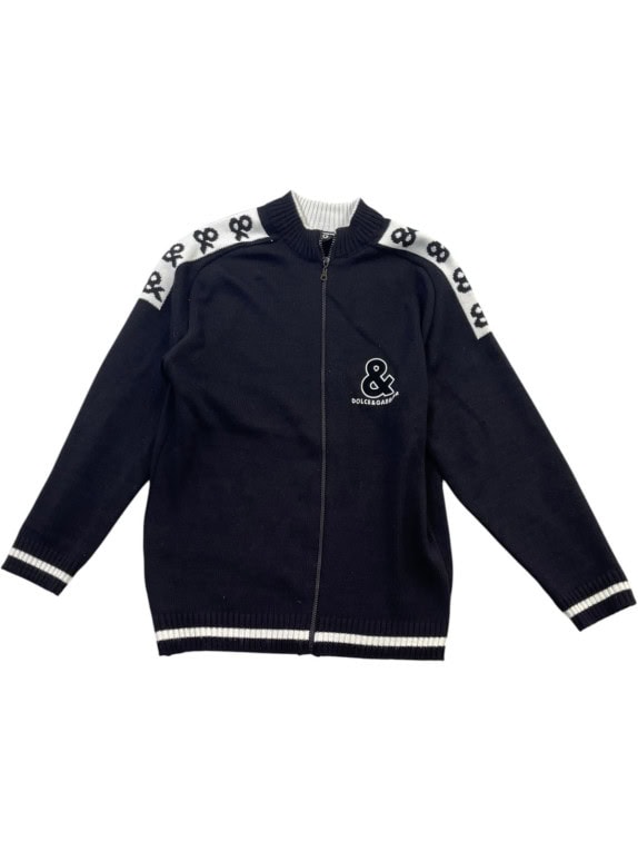DOLCE GABBANA KNIT ZIP CARDIGAN SPORTSWEAR NAVY MENS PRE OWNED M