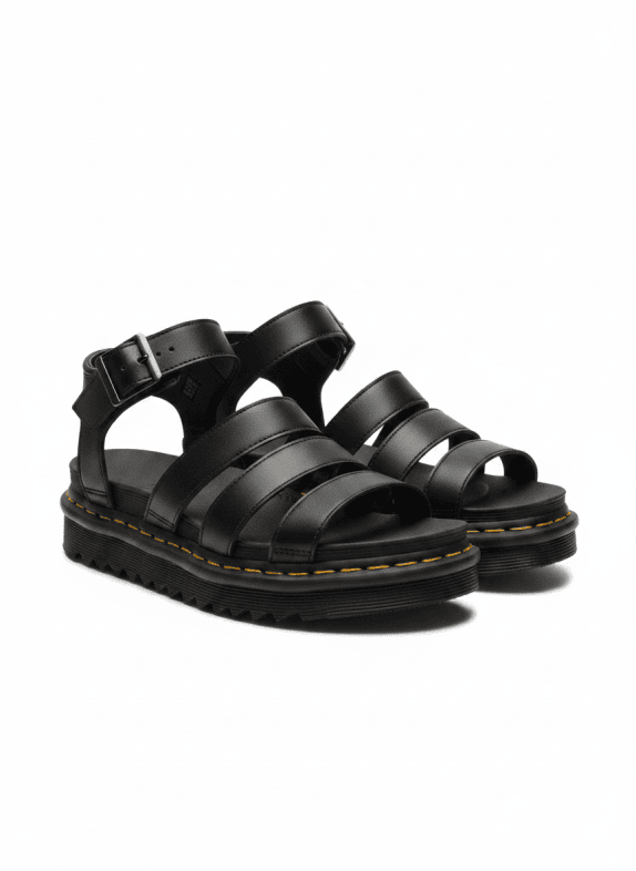 DR MARTENS SANDALS PLATFORM BLACK WOMEN PRE OWNED EU 39