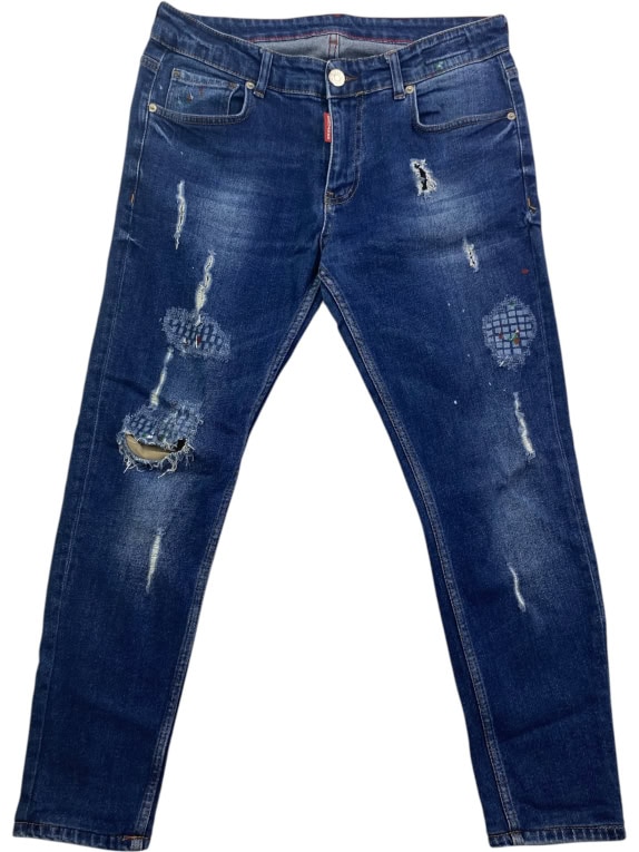 Dsquared Jeans Distressed Vintage Logo Blue Men’s M