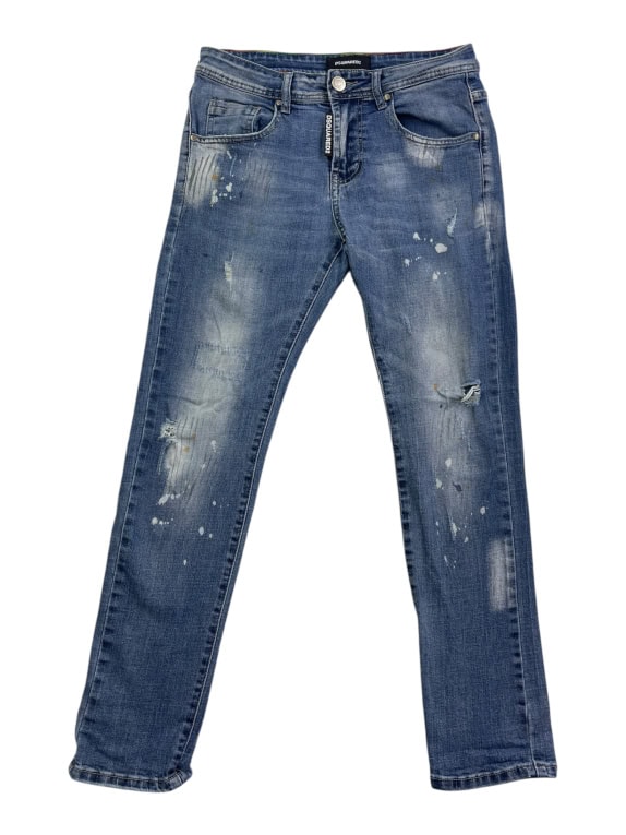 DSQUARED2 JEANS VINTAGE PAINT SPLATTER ΛΟΓΟΤΥΠΟ ΜΠΛΕ ΑΝΔΡΙΚΟ S