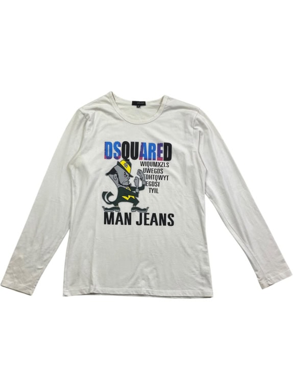 DSQUARED2 ΜΠΛΟΥΖΑ ΜΑΚΡΥΜΑΝΙΚΗ VINTAGE ΜΕ ΣΤΑΜΠΑ ΛΕΥΚΗ ΑΝΔΡΙΚΗ M