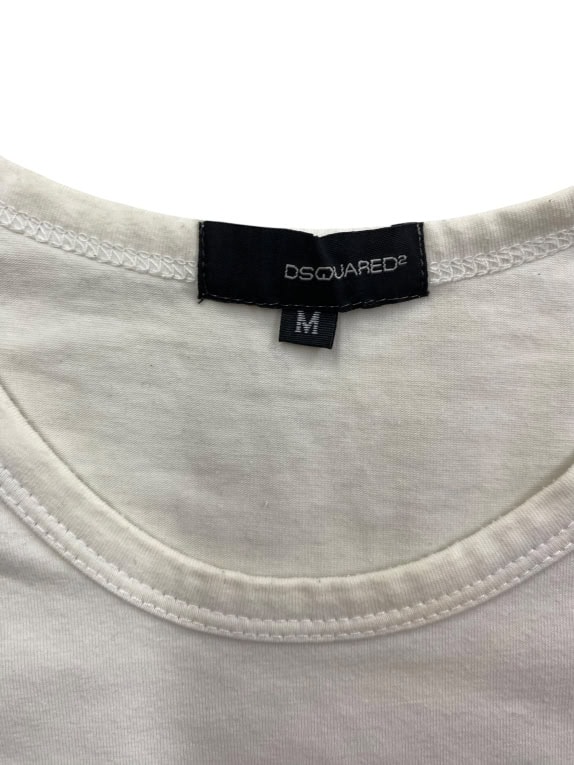 DSQUARED2 ΜΠΛΟΥΖΑ ΜΑΚΡΥΜΑΝΙΚΗ VINTAGE ΜΕ ΣΤΑΜΠΑ ΛΕΥΚΗ ΑΝΔΡΙΚΗ M