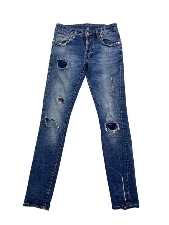 DSQUARED2 Jeans DISTRESSED con strappi & ICON patch Blu UNISEX S