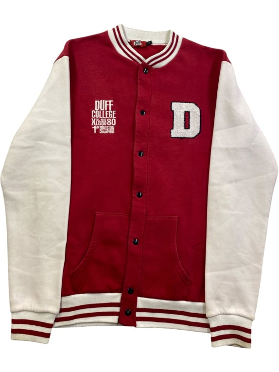 DUFF COLLEGE VARSITY JACKET LOGO ROSSO UNISEX L