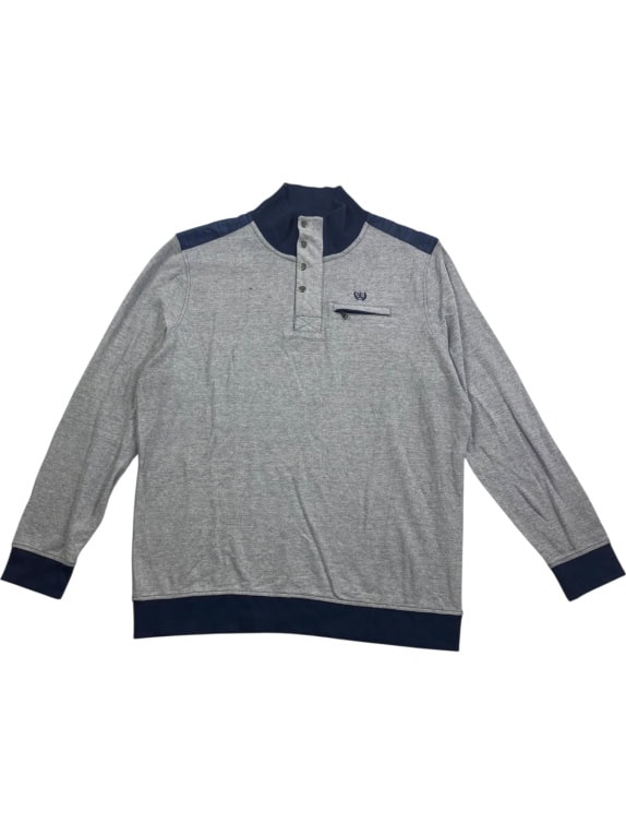 DUNMORE Felpa Henley Casual con logo grigia da uomo XXL