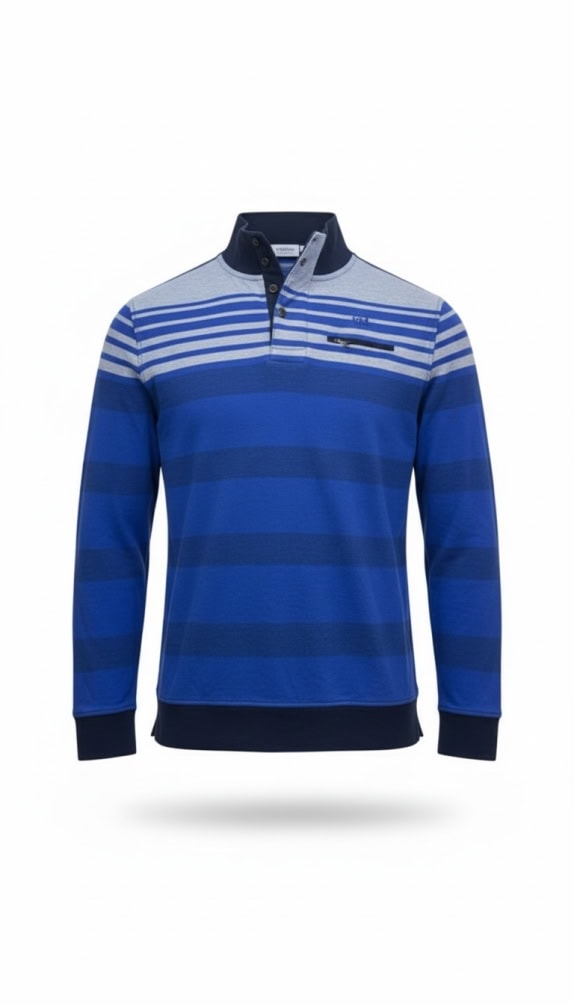 DUNMORE Μπλούζα Polo Ριγέ Casual Logo Μπλε Ανδρικό XL