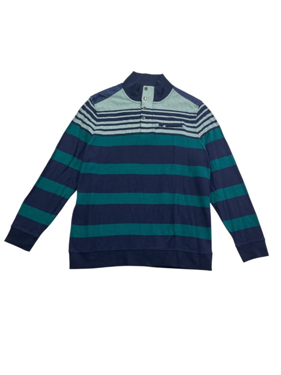 DUNMORE Polo a righe casual con logo Blu/Verde da uomo XXL