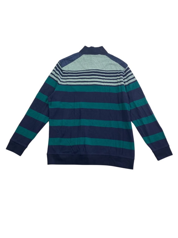 DUNMORE Μπλούζα Polo Ριγέ Casual Logo Μπλε/Πράσινο Ανδρικό XXL