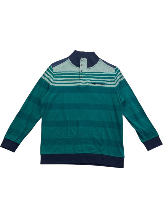 DUNMORE Μπλούζα Polo Ριγέ Casual Πράσινο/Μπλε Ανδρικό XXL
