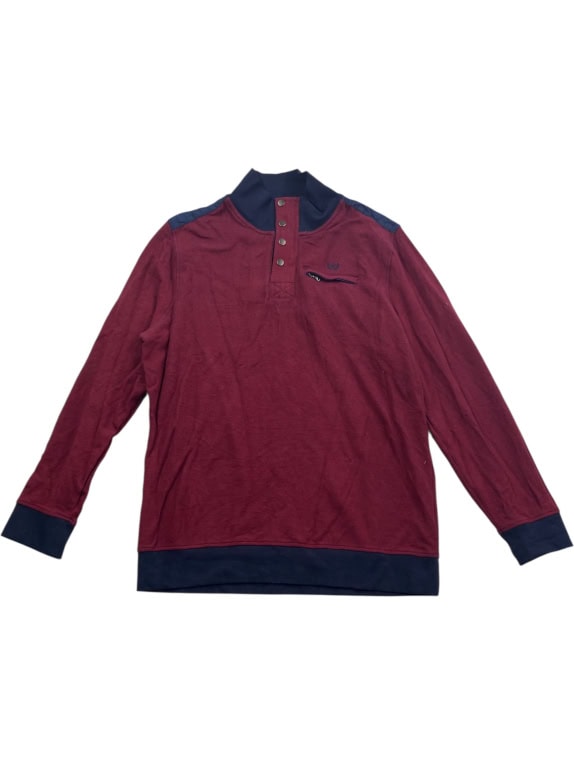 Dunmore Sweatshirt Casual Mock Neck Κουμπιά Μπορντό/Μπλε Ανδρικό XL