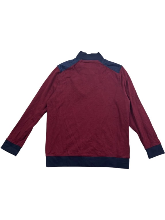 Dunmore Sweatshirt Casual Mock Neck Button Burgundy/Blue Men’s XL