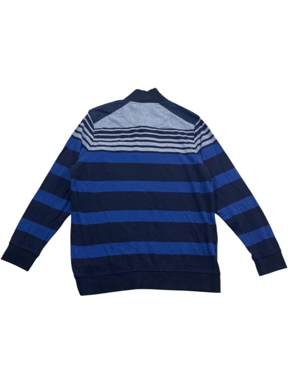 Dunmore Striped Sweatshirt Casual Button Collar Blue/Grey Men’s XXL