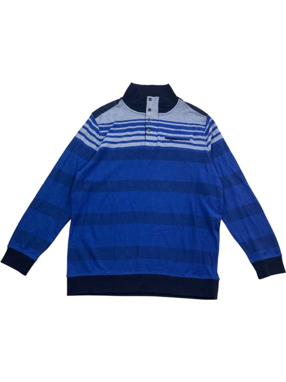 Dunmore Sweatshirt Ριγέ Casual Mock Neck Λογότυπο Μπλε/Γκρι Ανδρικό XL