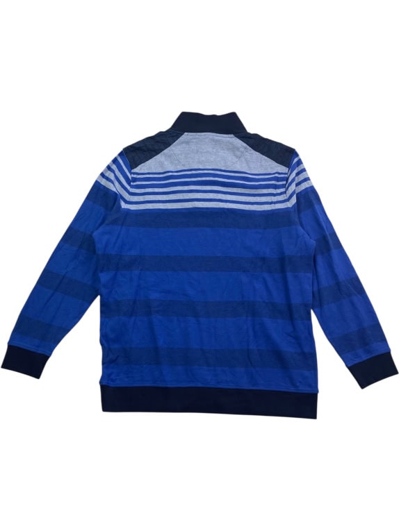 Dunmore Striped Sweatshirt Casual Mock Neck Logo Blue/Grey Men’s XL